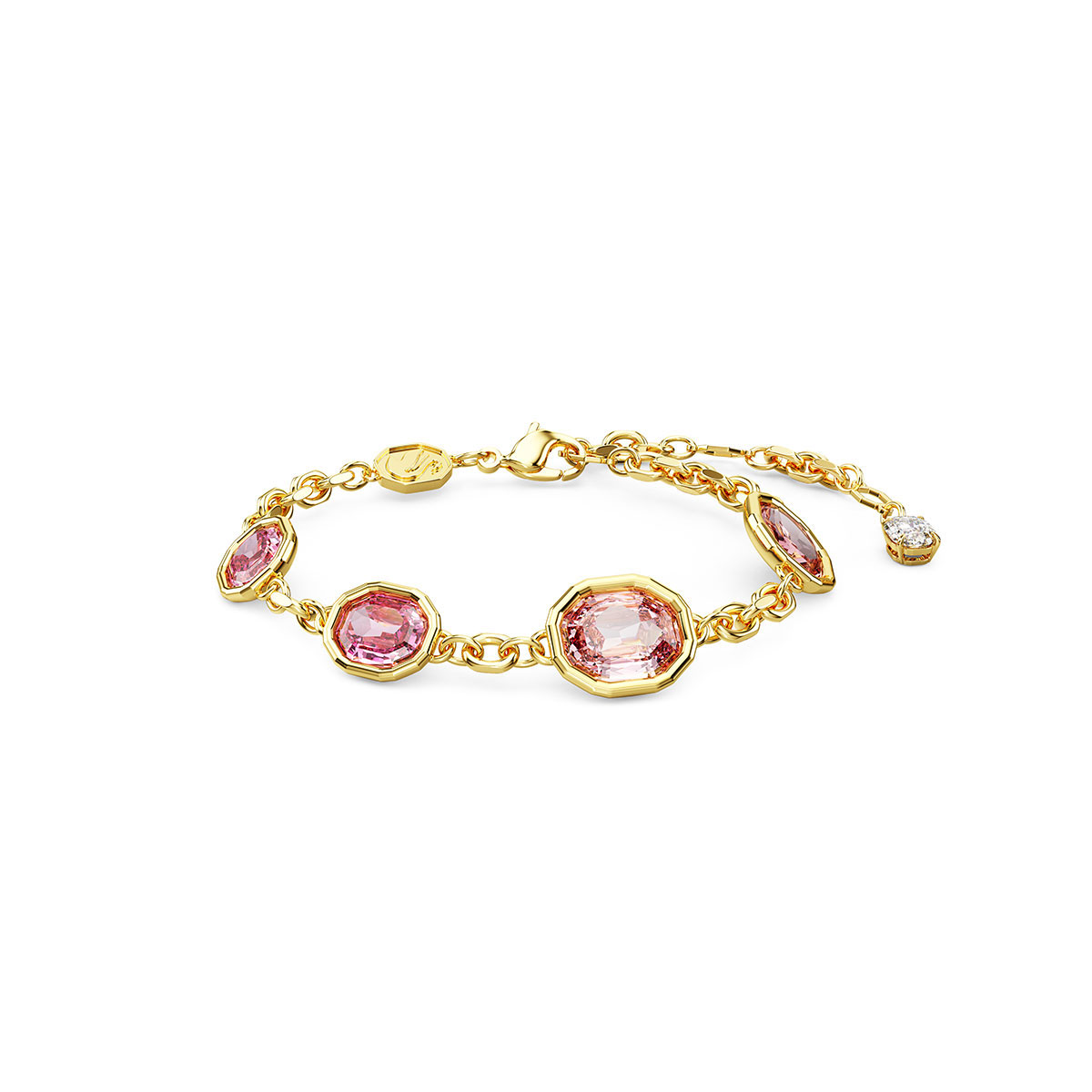 Swarovski Imber bracelet, Octagon cut, Pink, Gold-tone plated
